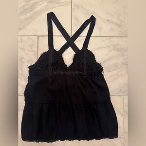 Lisa Kline Silk Black Lace Camisole Top-NWT